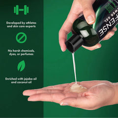 Defense Soap 32 oz bottle next to water bottle for size and value comparison