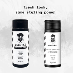 DEGENTZ applied at roots by fingertips to create instant lift and texture