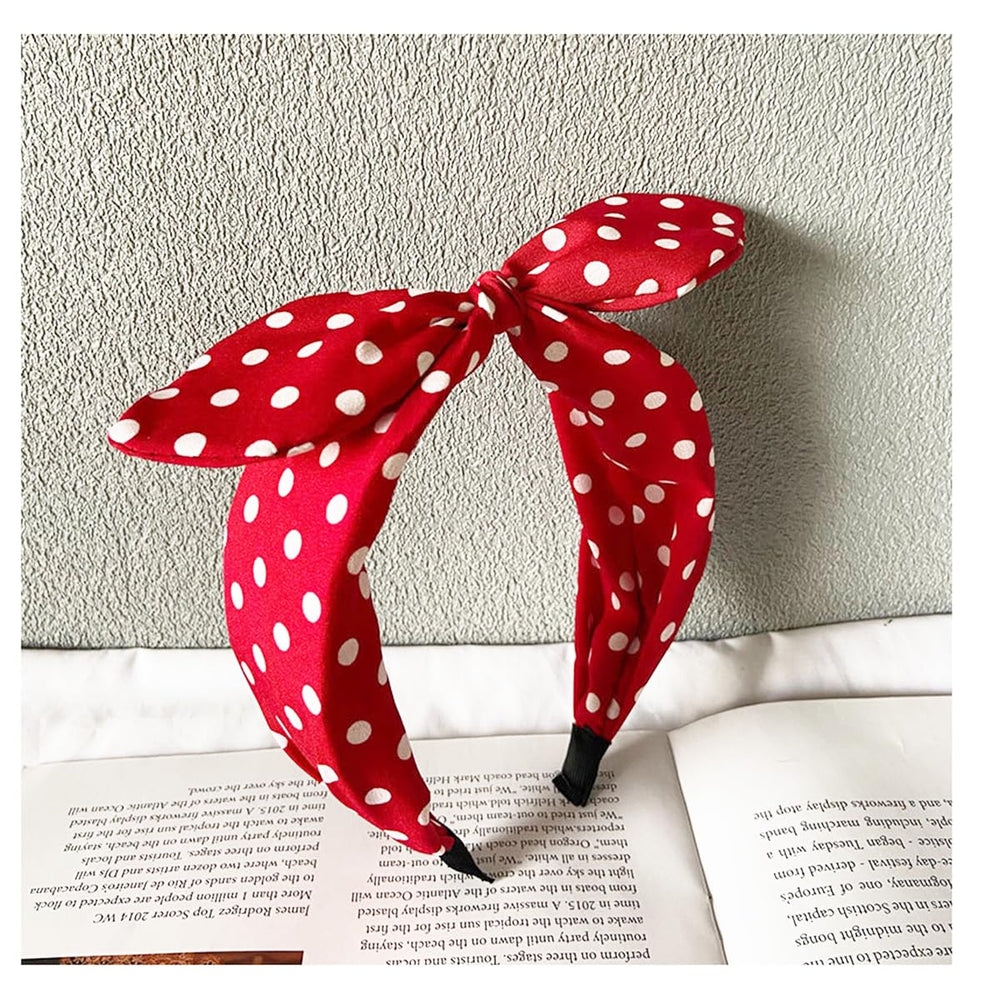 Deghew headband front view showing neat bow and secure fit benefit: instant retro style