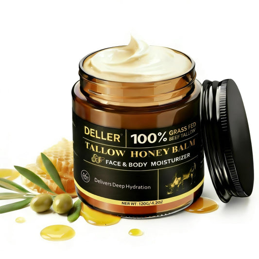 Deller front jar displaying label and compact 4.2 oz size, shows natural formulation benefit