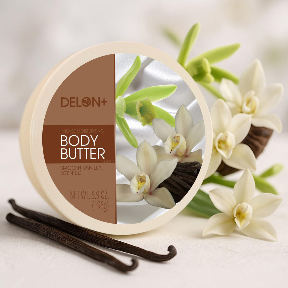 DELON close-up of shea butter texture highlighting deep hydration benefits