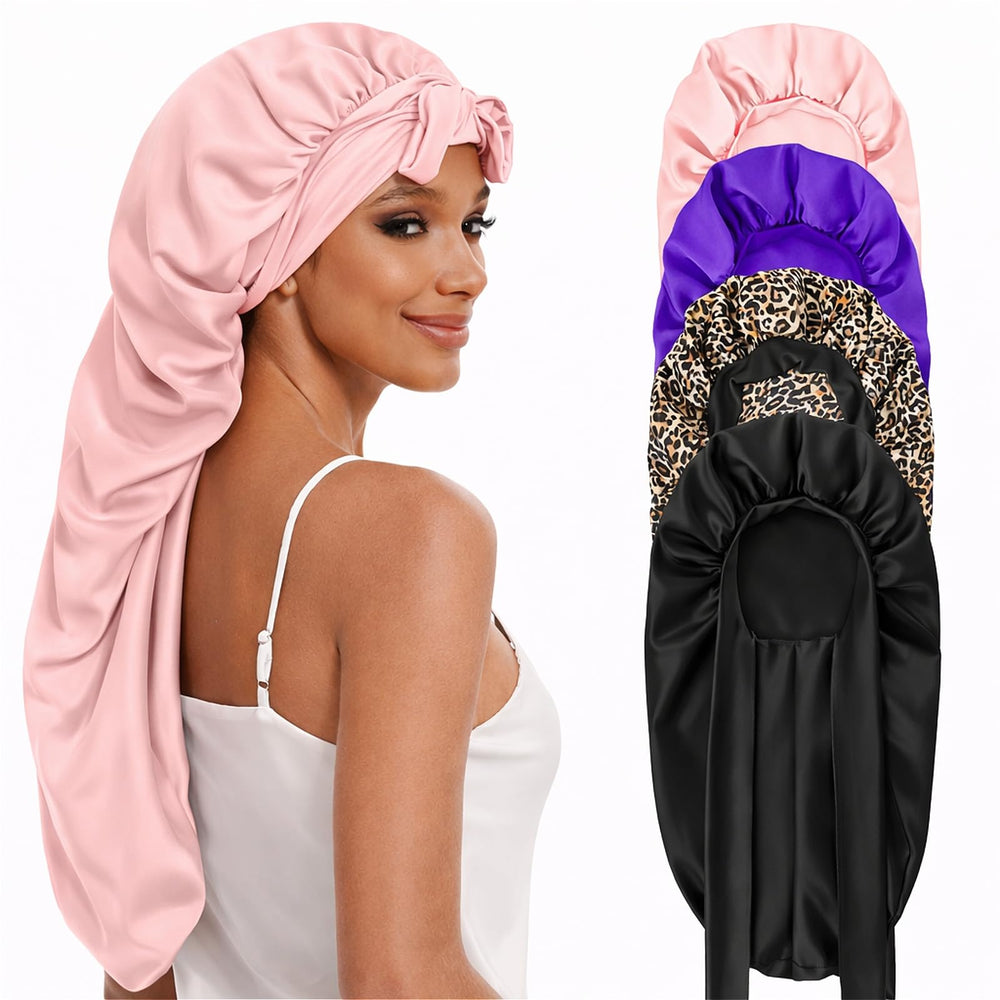 DEMAZALO front view of four bonnets showcasing color choices and daily protection