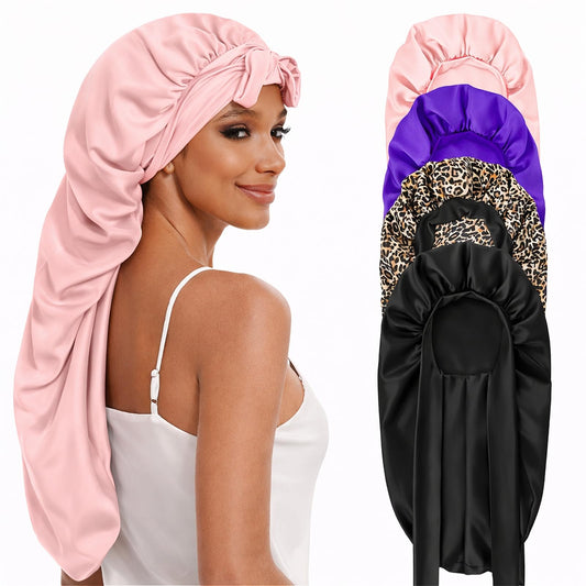 DEMAZALO front view of four bonnets showcasing color choices and daily protection