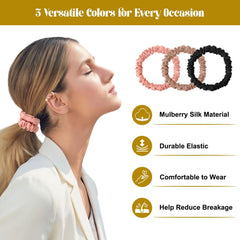 DEMAZALO scrunchies held in hand to show size and lightweight convenience