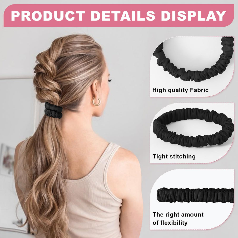 DEMAZALO scrunchies next to a ruler for size and scale clarity, helpful for fit