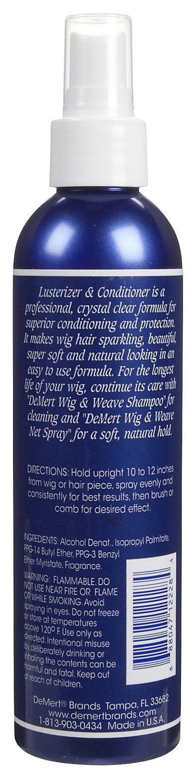 Demert lusterizer being spritzed on wig to restore shine and softness