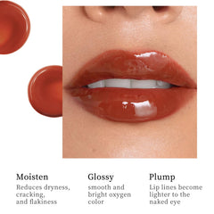 DENESTUP shade applied on lips close-up showing plumping appearance benefit