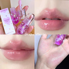 DENESTUP swatches on inner wrist showing four fruit-tinted options
