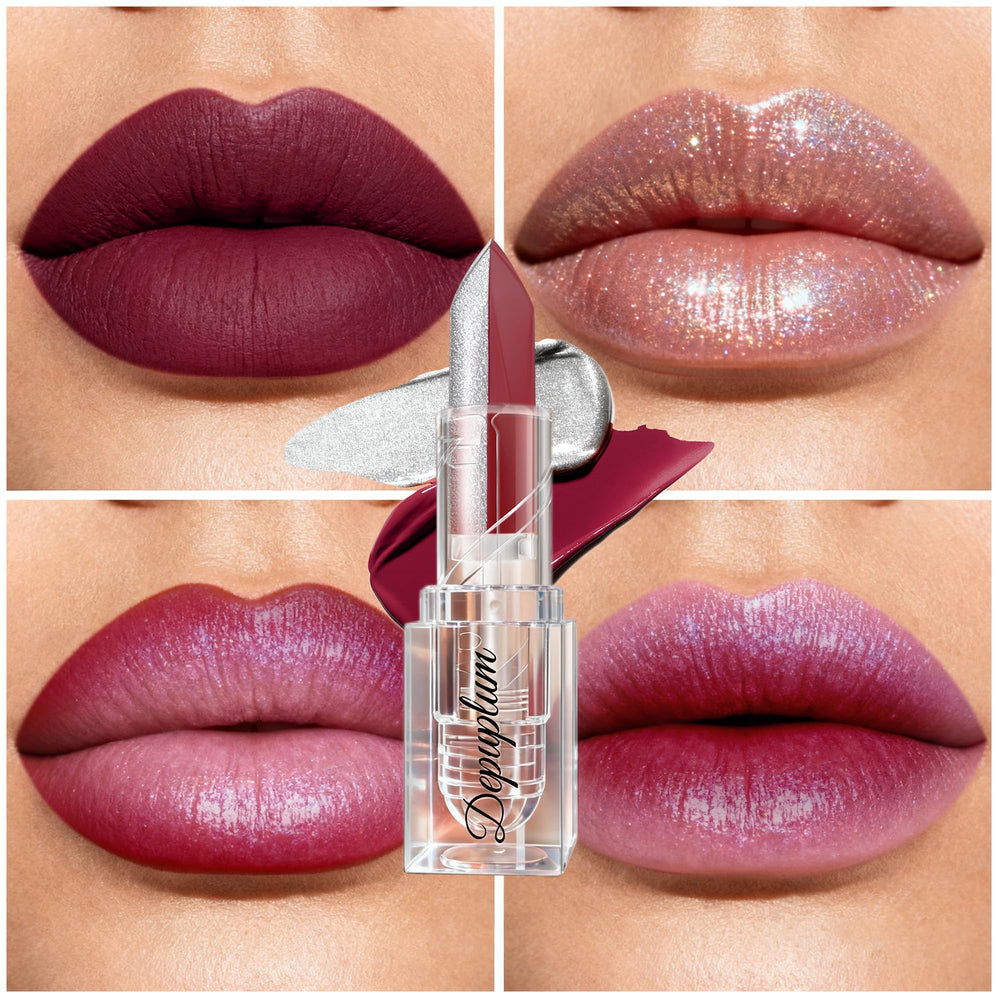 Depuplum dark red matte close-up texture demonstrating creamy, high-pigment finish