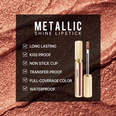 Depuplum DP109 lips close up showing bold metallic color and smooth finish