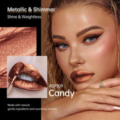 Depuplum DP109 swatch on skin reveals rich brown metallic payoff