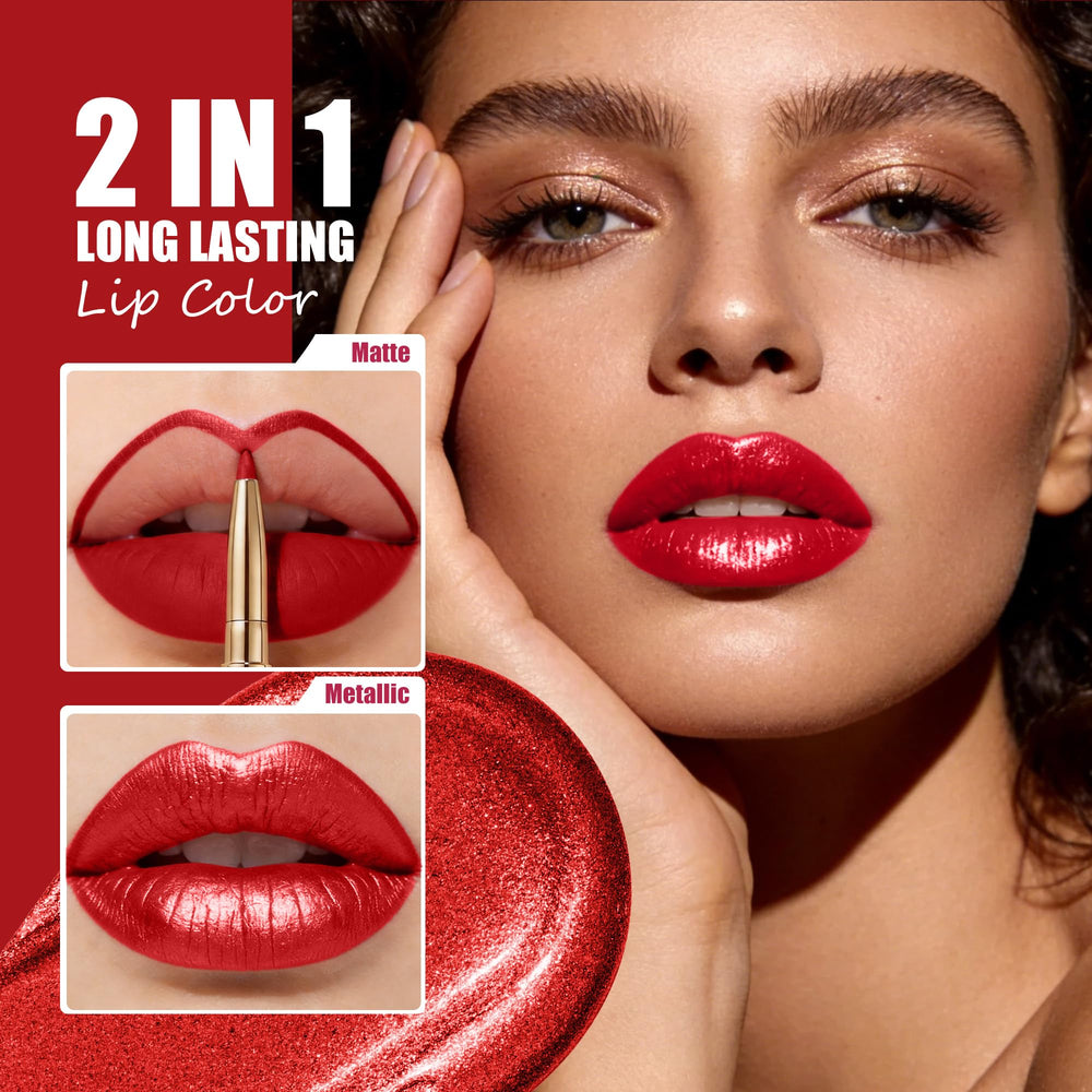 Depuplum dual-ended design highlighting liner and metallic applicator for fast use
