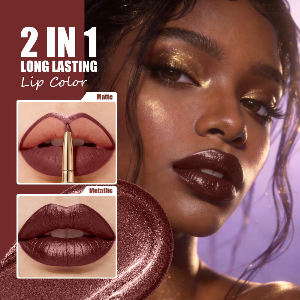 Depuplum GB23 metallic lipstick texture swatch demonstrating rich shimmer payoff