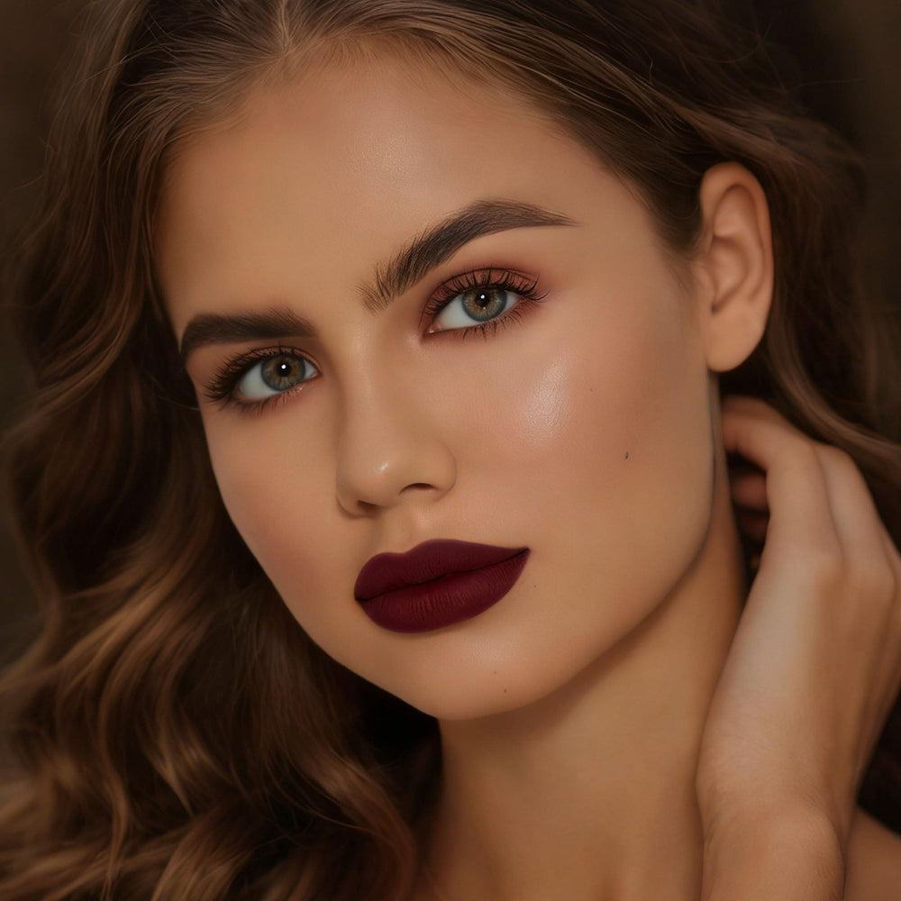 Depuplum brown liquid texture swiped on skin to show rich pigment and matte finish