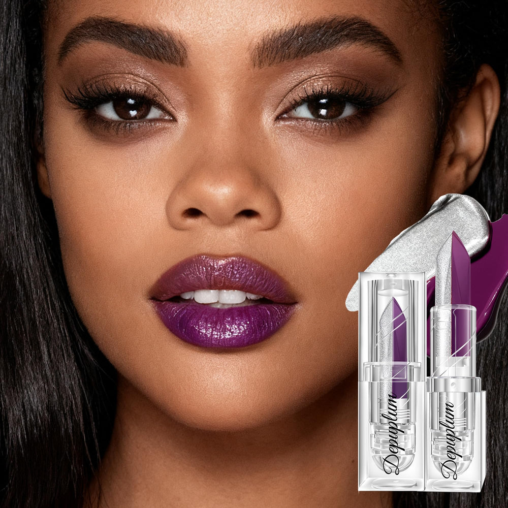 Depuplum matte purple swatch on skin showing rich pigment and smooth coverage benefit