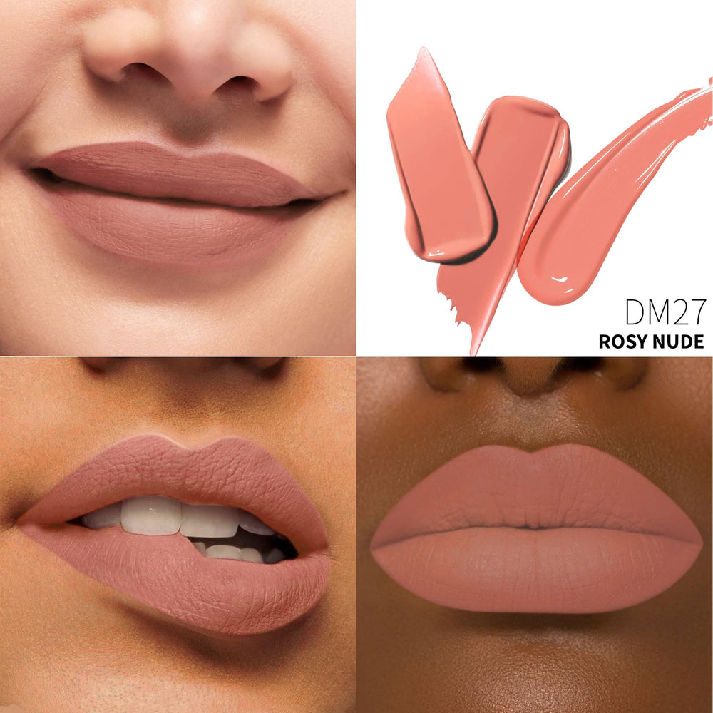 Depuplum rosy nude texture close-up highlighting smooth, pigmented matte finish