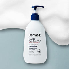 Derma B bottle next to hand for size comparison and practical portioning