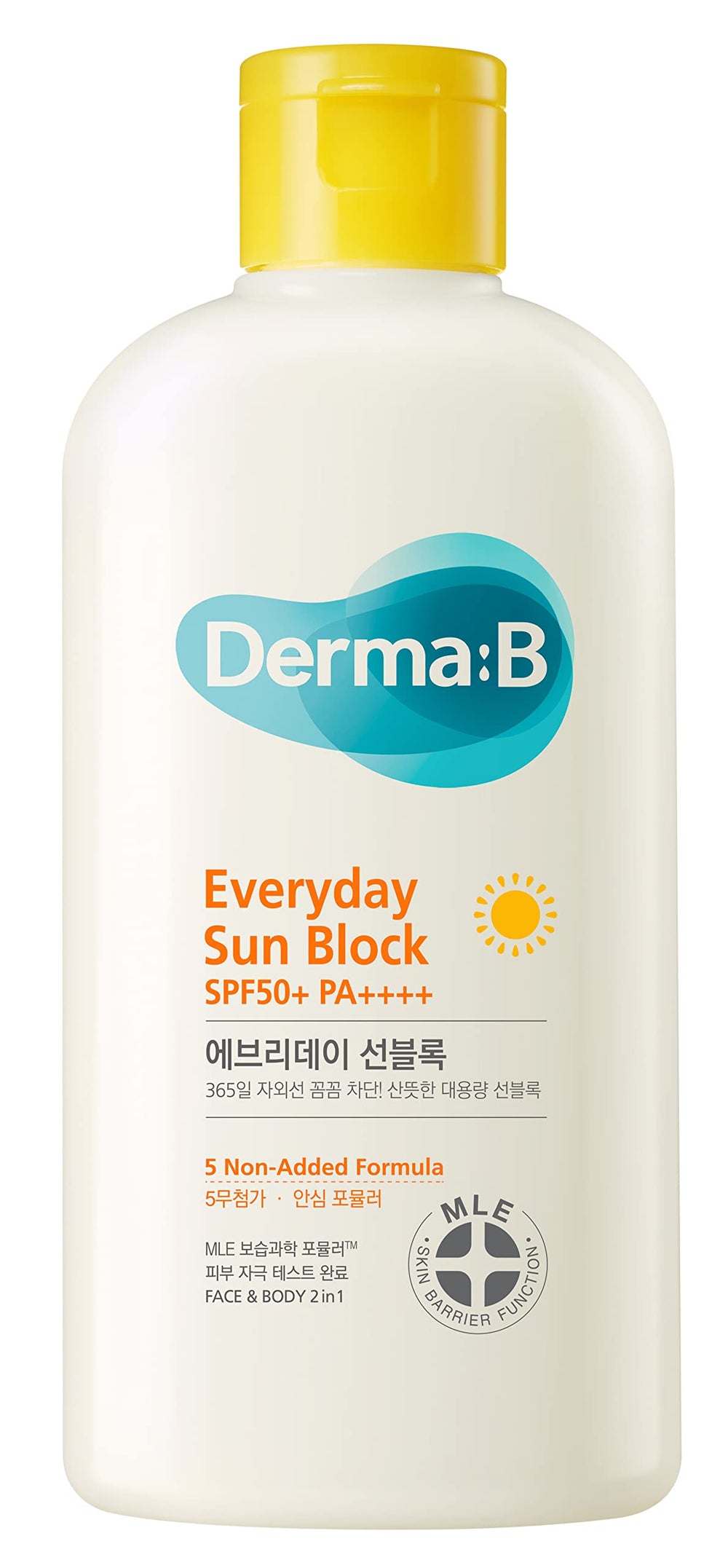 Derma B front packaging 200ml showing bottle and SPF label for clear protection
