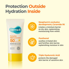 Derma B label ingredients closeup showing zinc oxide and soothing extracts