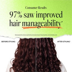 Derma E being applied in shower to wet curls for gentle cleansing benefit