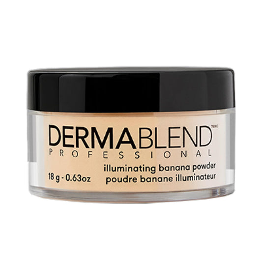 Dermablend front packaging showing banana loose powder for brightening