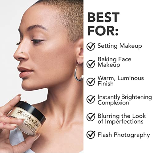 Dermablend applying powder under eye for long-lasting brightening