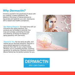 Dermactin before-and-after split-face showing reduced line appearance and immediate refinement