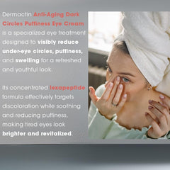 Dermactin before and after shot showing under-eye brightness and reduced puffiness