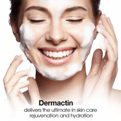 Dermactin with makeup brush showing primer use and smoother foundation application