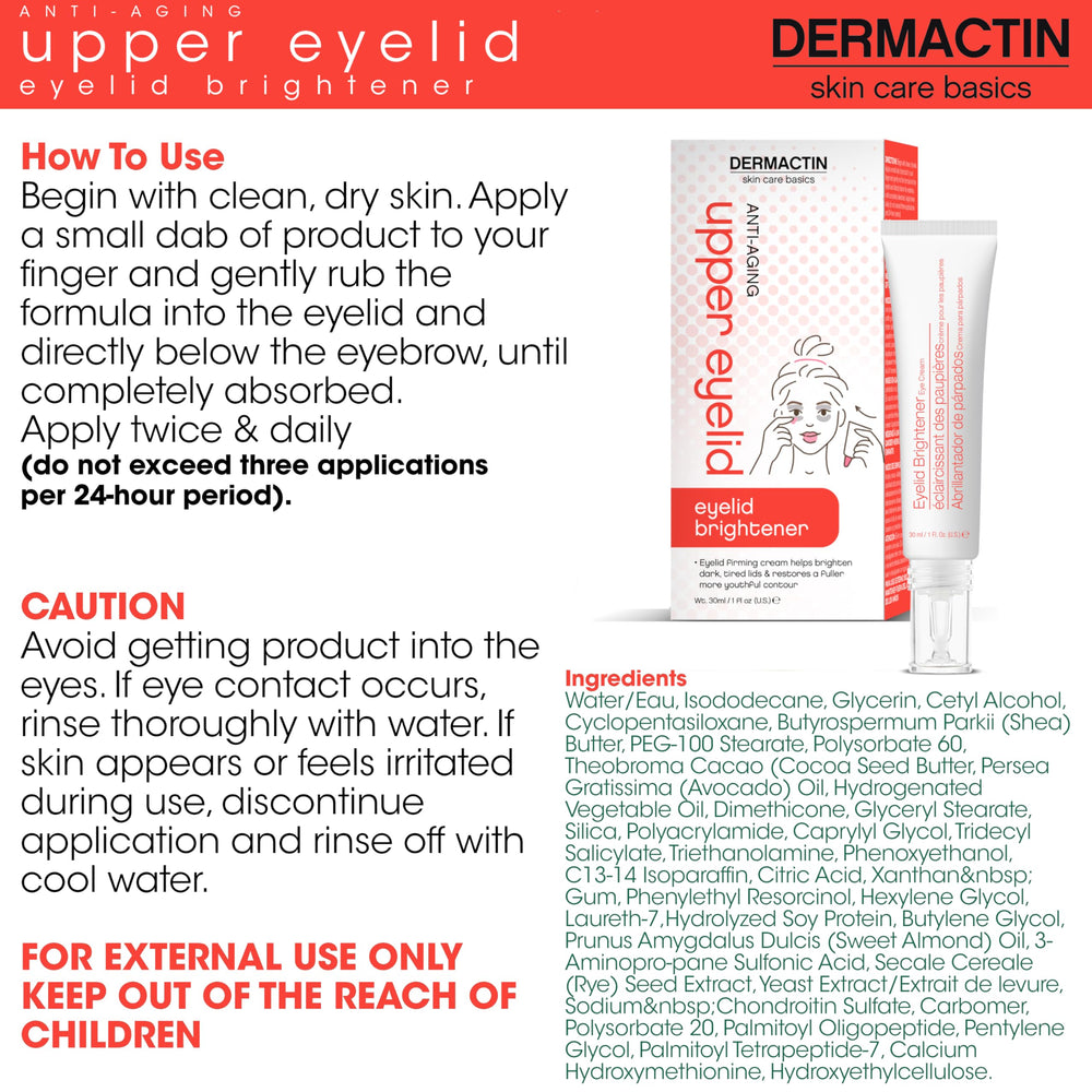 Dermactin applied to upper eyelid demonstrating targeted lift benefit