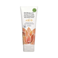Derma E front packaging showing 8 oz bottle and jasmine vanilla scent benefits