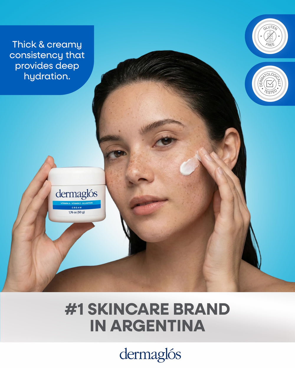 Dermaglós application on forearm demonstrating even spread and skin comfort benefit