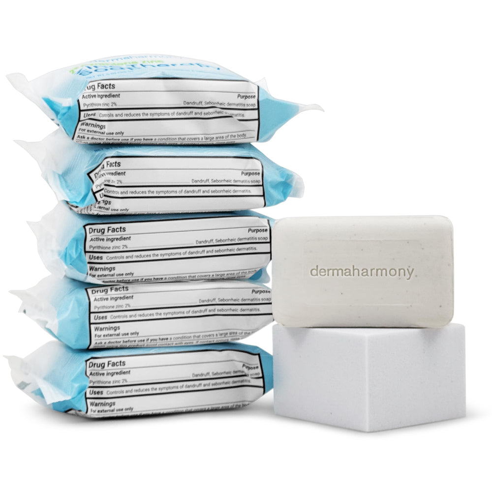 Dermaharmony 4 oz bar next to ruler showing compact travel-friendly size