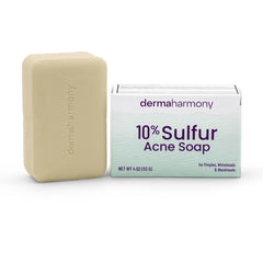 Dermaharmony sulfur bar front packaging showing product and claim benefits