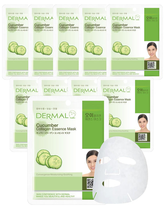 DERMAL front packaging showing 10-mask box and calming design benefit: clear product ID