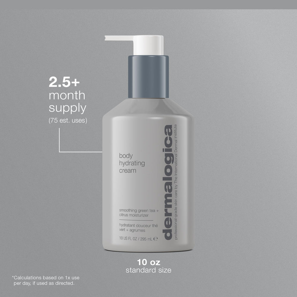 Dermalogica tube on bathroom counter suggesting post-shower hydration routine