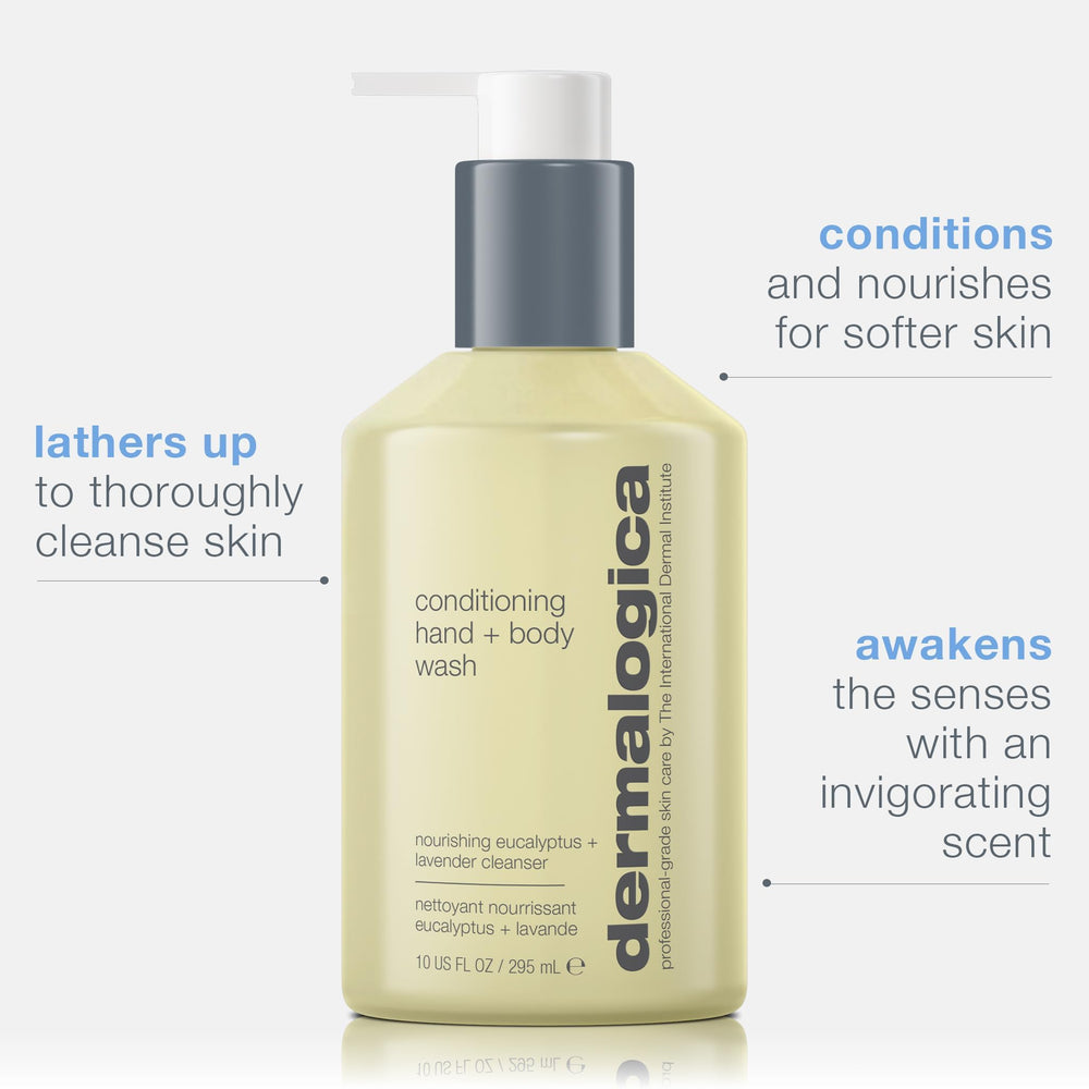 Dermalogica bottle next to hand for size comparison and travel-friendly benefit