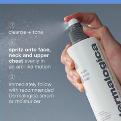Detail of Dermalogica toner nozzle showing fine mist delivery for even coverage