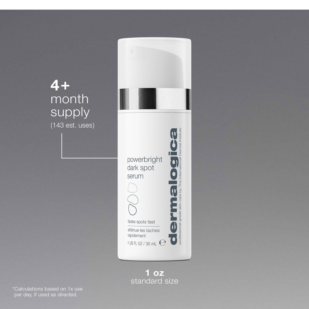 Dermalogica PowerBright before and after skin tile showing improved evenness and luminosity