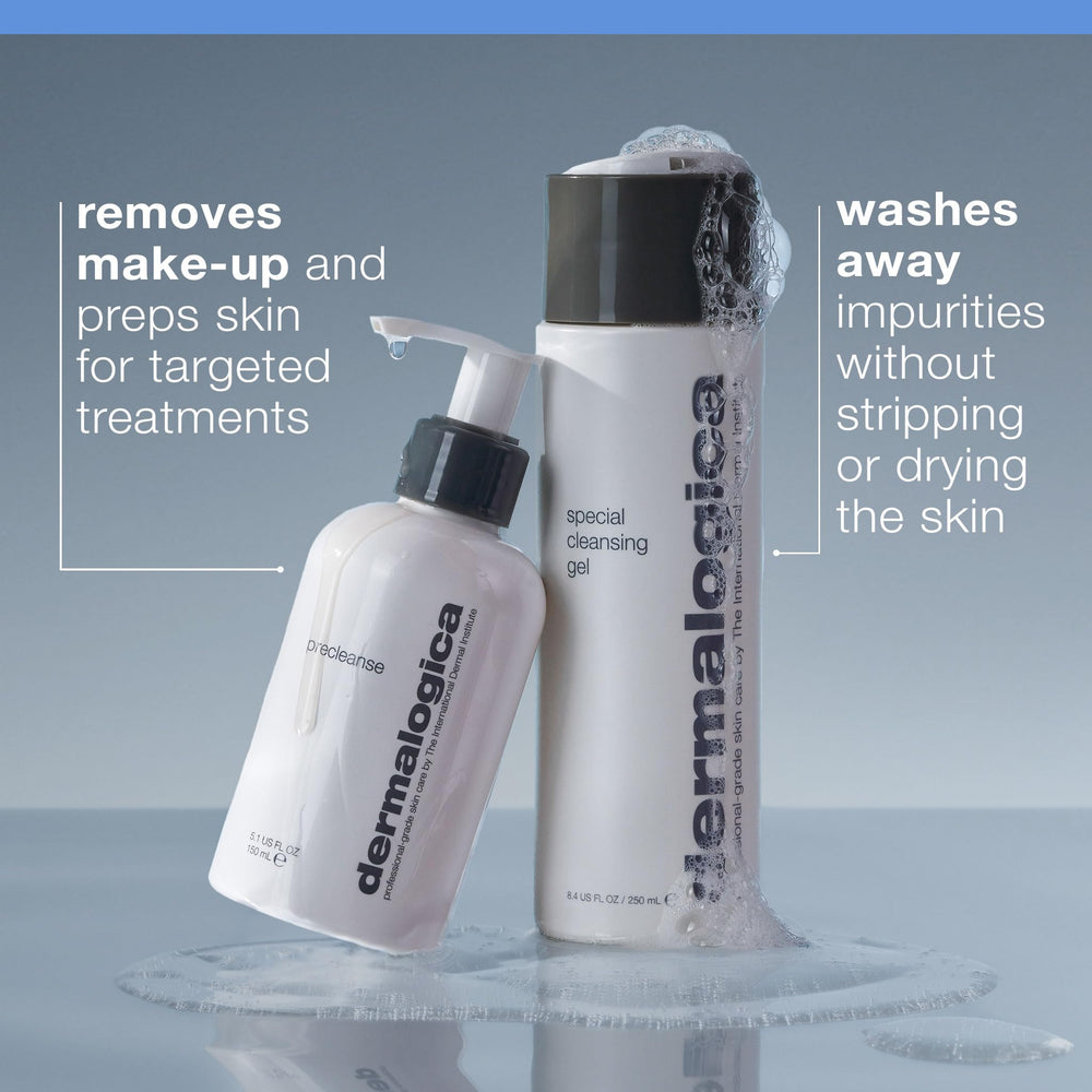 Dermalogica PreCleanse texture close-up showing lightweight oil consistency and spreadability