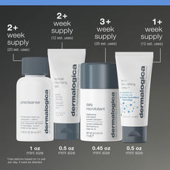 Dermalogica products held in hand to display travel size and portion control