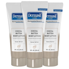 Dermasil front packaging showing bottle and cocoa butter scent benefit