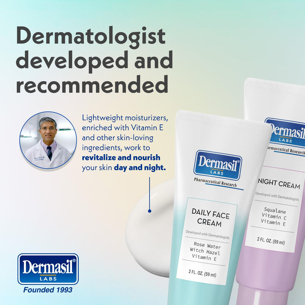 Dermasil two-ounce tube held in hand demonstrating travel-friendly size and portability benefit