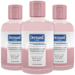Dermasil toner front packaging showing bottle and three-pack benefits