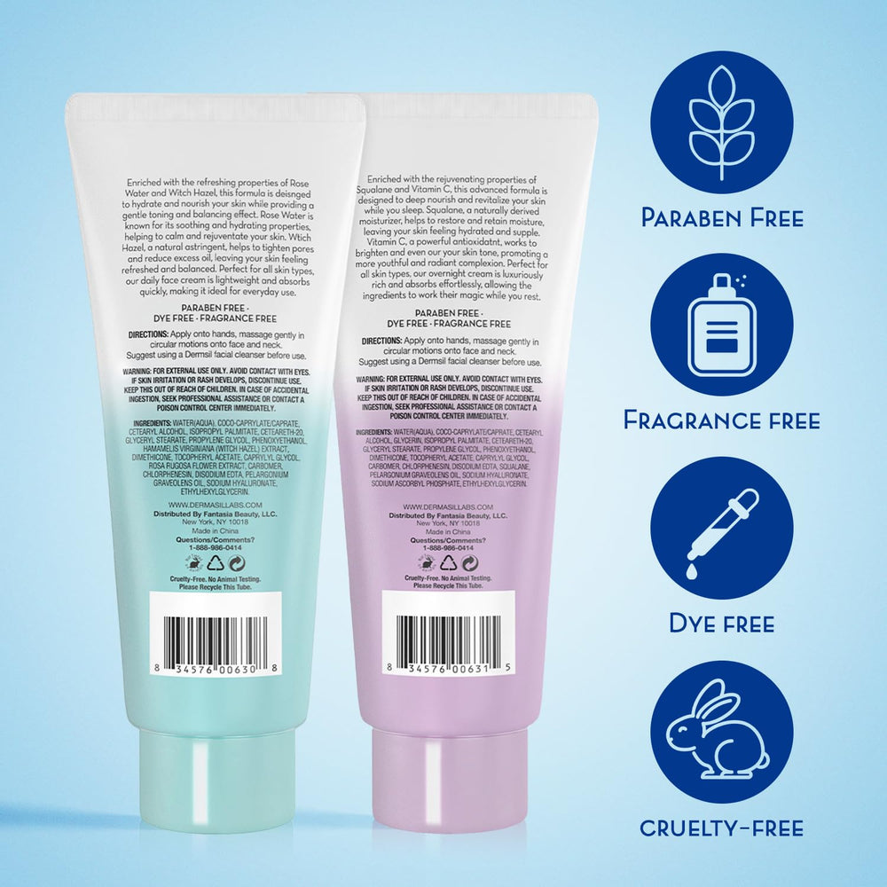 Dermasil close-up of tube label highlighting key ingredients and dermatologist-developed benefit