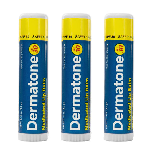 DERMATONE front packaging showing SPF 30 protection and medicated balm