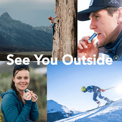 DERMATONE lip balm outdoor lifestyle on a hike protecting lips from sun