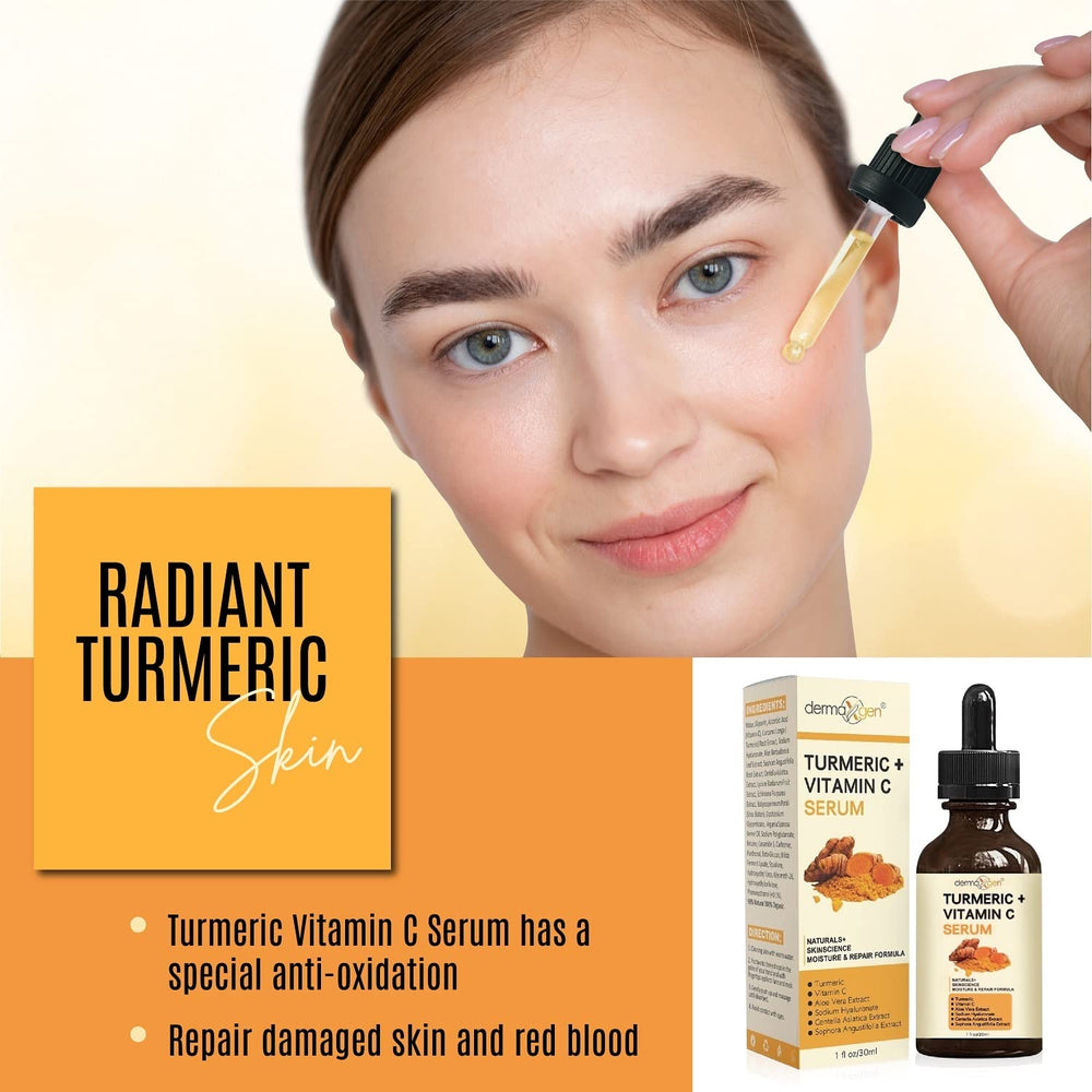DERMAXGEN serum texture pooled on hand showing lightweight hydrating finish