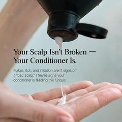 Dermazen conditioner creamy texture being poured for easy application and slip