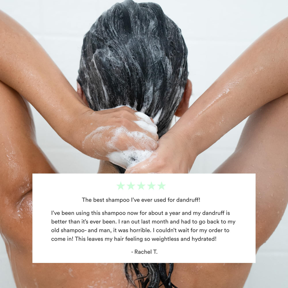 Dermazen applied to wet hair showing targeted scalp soothing action
